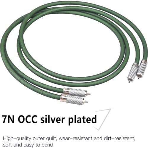 Pair 7N OCC Silver Plated HiFi RCA Cable Audiophile Amplifier Home Theater Audio Line