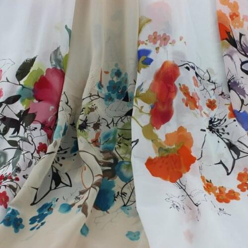 Dress Fabric Cosplay Fashion Flower 75D chiffon Position Print DIY fabric Stylish Summer fabric scarf blouse