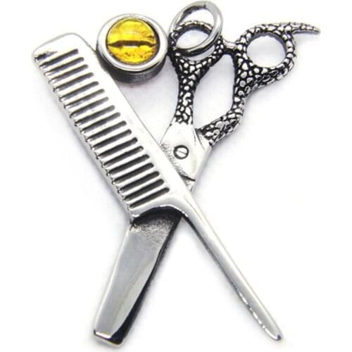 Support Dropship Cool Design Hairdressing Scissors Pendant 316L Stainless Steel Jewelry Band Party Scissors Pendant