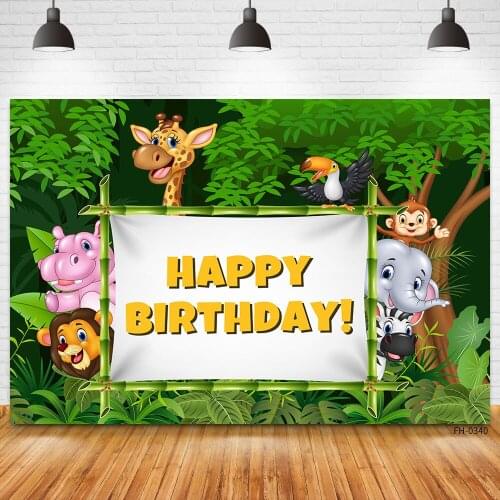 Custom Name Jungle Leaves Wild Animal Safari Party Backdrops Baby Shower Birthday Photographys Child Background For Photo Studio