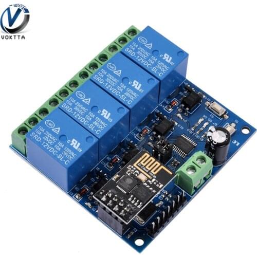 DC 12V ESP8266 ESP-01 4 Channel WiFi Relay Module APP Controller Wireless Switch Relay Module for Smart Home Automation