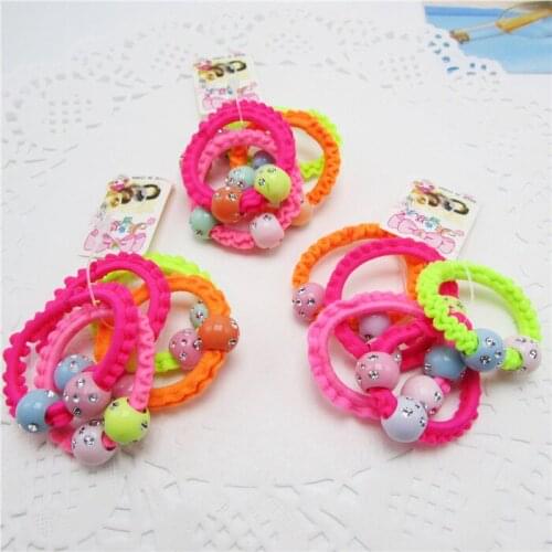 5pcs/lot Colorful Child Kids Hair Holders Cute Rubber Hair Band Elastics Accessories Girl Charms Tie Gum