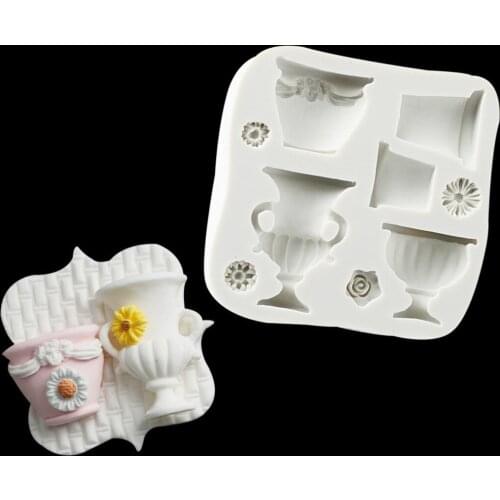 Rose Flower Daisy Flower Vase Chocolate Mold Fondant Cake Silicone Mold Baking Utensils Plaster Mold Soap Mold Cake Decorating