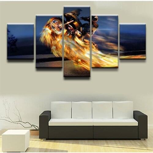 Modern Print Home Decor Wall Art Poster Frame Picture 5 Pieces Motorcycle Game Moto Cross Poster Painting Artwork Canvas Prints