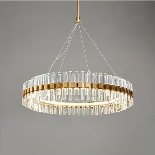 Modern luxury crystal chandelier creative personality simple living room lamp ring hotel decoration LED chandelier