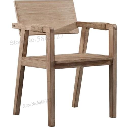 Solid Wood Assembled Retro Minimalist Dining Chair Designer Back Chair Desk Chair Cafe Bed And Breakfast Lounge Chair