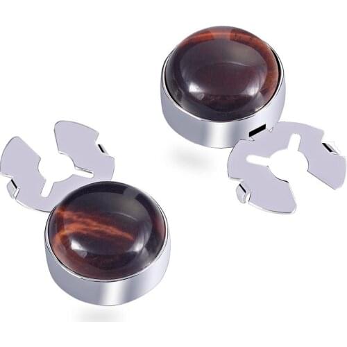 Natural Red eye tiger stone silver BUTTON COVER cufflinks for Tuxedo Business Formal Shirts 17.5MM one pairs