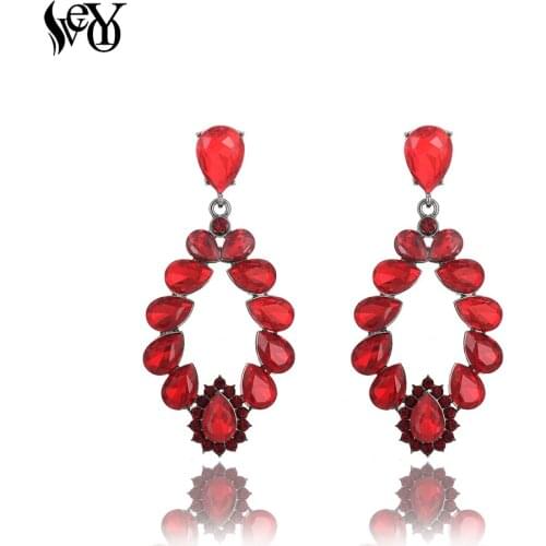 VEYO Crystal earings fashion jewelry Round Trendy Dangle Earrings for Women bijoux femme
