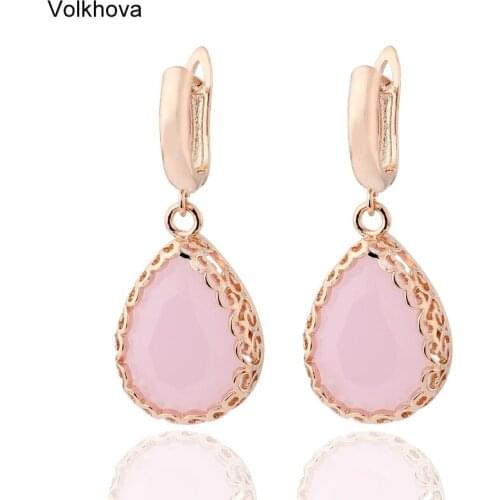 New fashion hot multicolor 2 colors earrings Cubic Zirconia 585 rose gold earrings womens vintage wedding party
