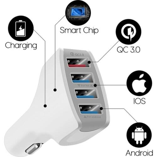 1PC 4 Port USB Car Charger QC3.0 Quick Phone Charge Adapter Fast Smart Charging for Samsung Galaxy S7 Edge iPhone