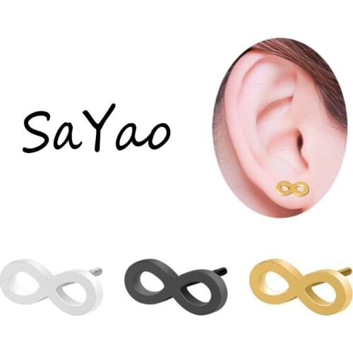 2Piece 2017 Stainless Steel Stud Earring 0.8mm Number Eight Earrings Tragus Ear Piercing Cute Love Lucky 8 Earrings Men Women