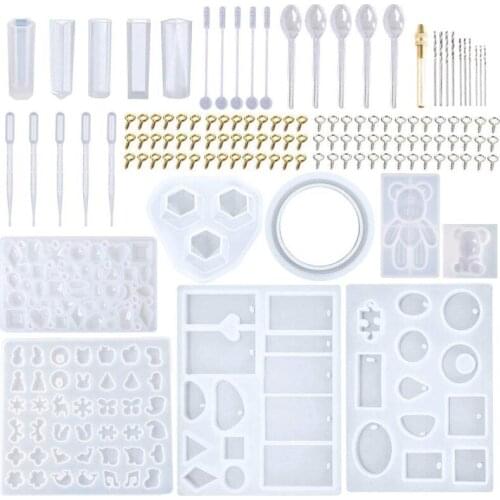 229Pcs/Set Pendant Epoxy Resin Craft Tool Jewelry Silicone Casting Mold Tools Earrings Necklace DIY Hand Making UV Resin Crafts