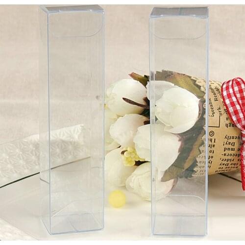 300pcs 2.3*2.3*9.5cm Wedding PVC Box Clear Gift Craft Cosmetic Display Box Small Jewelry Packing Holder Transparent Plastic Box
