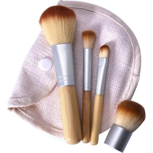4PCS/Set Bamboo Brush Foundation Brush Make-up Brushes Cosmetic Face Powder Brush For Makeup Beauty Tool