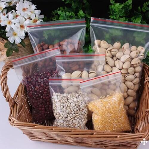 500Pcs 0.08MM Thicken Plastic Clear Ziplock Zipped Lock Kitchen Food Nut Storage Package Jewelry Earring Bags Reclosable