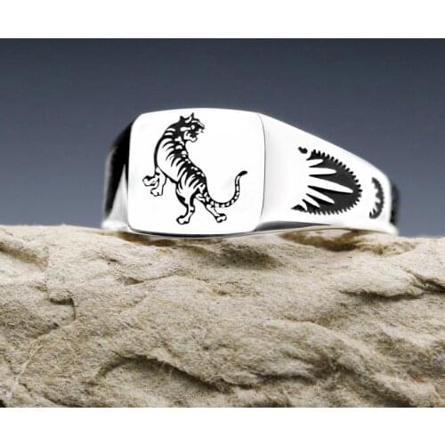 925 Sterling Silver 12 twelve zodiac rings men and women ancient dog, monkey, snake, rat, dragon, chicken, sheep and cow