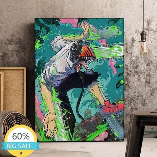 DIY 5D Diamond Painting Japanese Anime Chainsaw Man Cross Stitch Kits Full Drill Embroidery Mosaic Cross Stitch Kits Home Decor