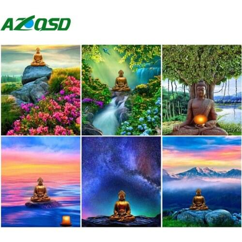AZQSD Oil Painting By Number Buddha Handpainted Modern Wall Picture By Numbers Figure Handmade Room Decoration