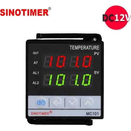 Power Supply 12VDC Input PT100 K Thermocouple Digital PID Temperature Controller SSR Relay Output for Heat with Alarm