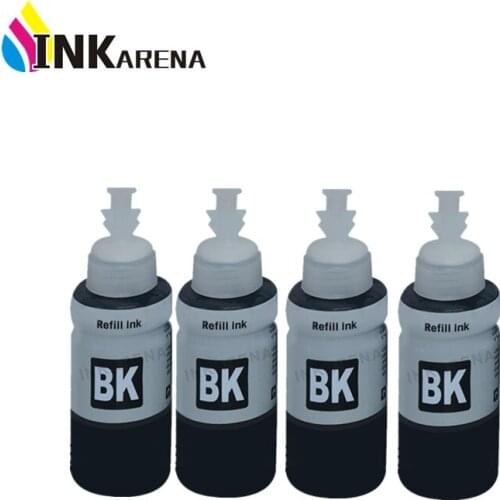 INKARENA 4 Black 70ml Dye Ink Compatible For Epson L355 L350 L365 L366 L550 L555 L566 L800 L801 L805 L110 L120 L210 Printer Ink