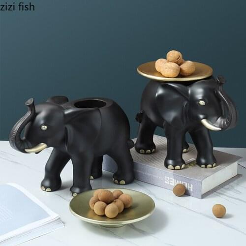 Storage Ornaments Resin Elephant Decorative Storage Tray Home Key Groceries Organize Pallets Snack Plate Statue Crafts Figurines
