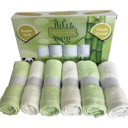 Baby washcloths 100%bamboo fiber Natural organic bamboo baby towel 6 Pack/set per box Size 10"x10"