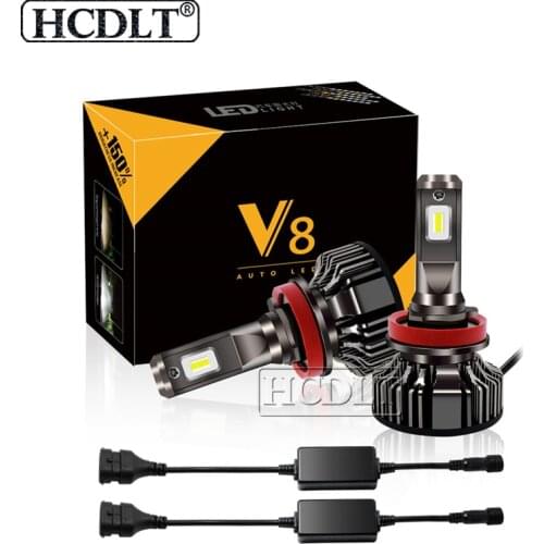 HCDLT 1 Set New V8 Car LED Headlight Kit H4 H1 H8 H9 H11 HB3 9005 H7 LED Canbus Headlamp Bulb 100W 16000LM White Auto Lights
