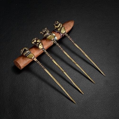 CIGARLOONG Cigar Pass Needle Portable Creative Carving Cigar Dredge Loose Cigarette Needle Drill Cigar Tool Accessories