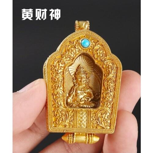 GOOD Asia Thailand pocket travel efficacious Mascot safe good luck God of wealth Yellow Jambhala Buddha Amulet copper Pendant