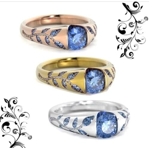 Women Fashion Finger Ring Multi-color Exquisite Leaf Simple Faux Rings Rhinestone Inlaid Club Jewelry Gift For Female