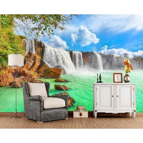 Beautiful waterfall natural landscape 3d wallpaper Papel de parede,living room tv sofa wall bedroom wall papers home decor mural
