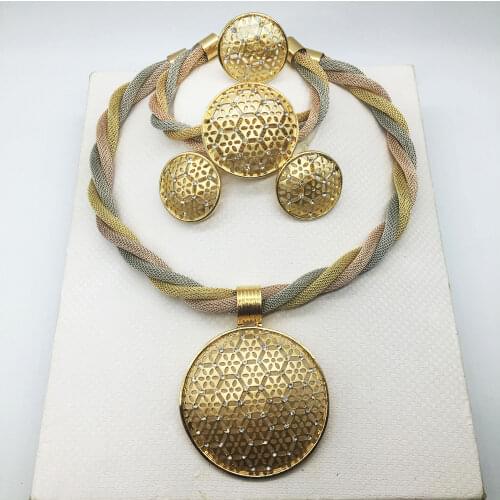 HOT Fashion jewelry set Nigeria Dubai gold-color African bead jewelry wedding jewelry set african beads jewelry sets