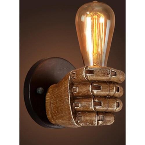Retro Fist Shape Wall Light E27 Lamp Holder Industrial Style Wall Lamp Restaurant Dinning Hall Living Room Cafe Bar Decoration