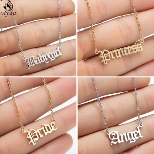2020 New Fashion Angel Letter Babygirl Pendant Necklace Gothic Punk Girls Collar Old English Princess Choker Necklaces collier