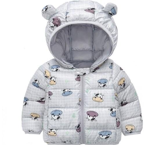 New Winter Toddler Boys Hooded Down Coat for Girls Cartoon Warm Cotton-Padded Jacket Childrens Clothing Coats Kids Baby Clothes