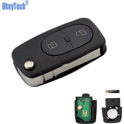 OkeyTech for Audi A3 A4 A6 A8 B6 Remote Car Key 2 Button No31 HU66 Switchblade Flip Folding Blade 433Mhz ID48 Chip 4D0837231R