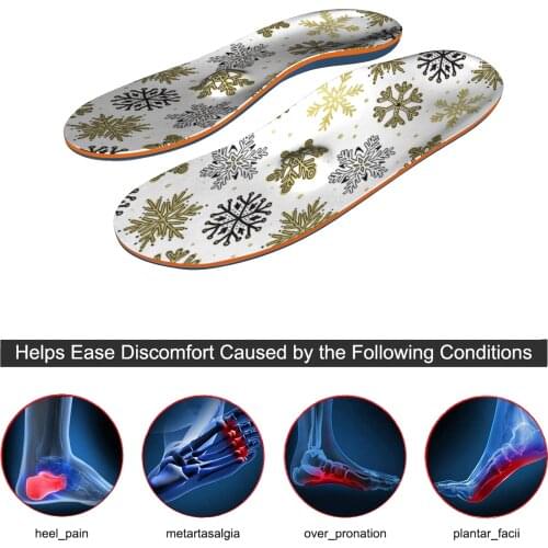 Gold Printing High Arch Support Insoles for flat feet Orthotic Inserts Men and Women Original length iFitna