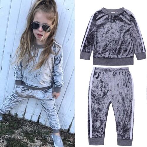 2020 baby girls boy clothes sets autumn fashion sports suit boys girls gold velvet suit long-sleeve sweater + sports pants sets