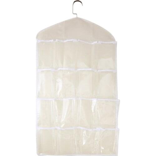 16 grid clothes socks underwear storage hanging bag closet small things storage wall door pocket classification sorting bag
