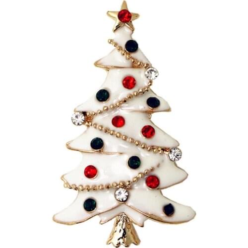 Cute New Casual Rhinestone Christmas Tree Charms Pendants Pins Brooch Women Girls Brooches Pins Decoration Xmas Merry Xmas Gifts