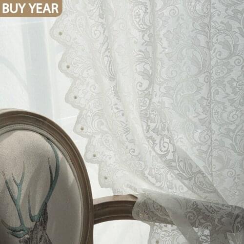 Nordic Curtains for Living Dining Room Bedroom High-end Embroidered Light Luxury Window Screens Curtain White Lace French Window