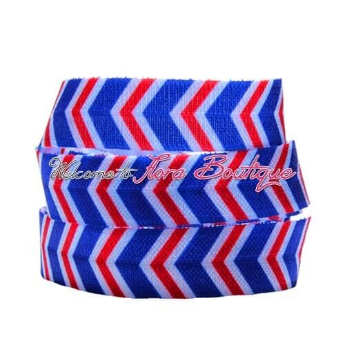 Super quality 4th of July chevron ribbon, 5/8" fold over elastic, 100yards free shipping foe ribbon, accept custom order