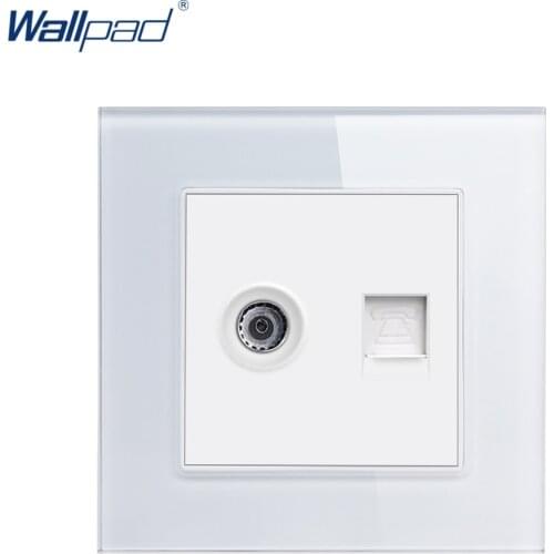 TV Tel Socket Wallpad Luxury Crystal Glass 110V-250V EU UK Standard Wall TV RJ11 Telephone Tel Jack Socket Port Outlet
