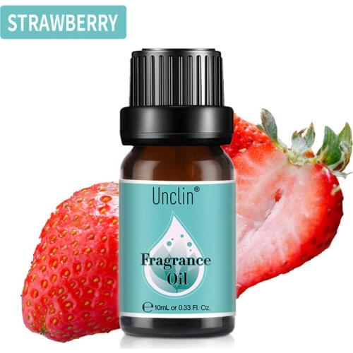 Unclin 10ml Strawberry Fragrance Oil For Aromatherapy Humidifier Air Freshening Flower Fruit Essential Oil Pineapple Litchi Oils