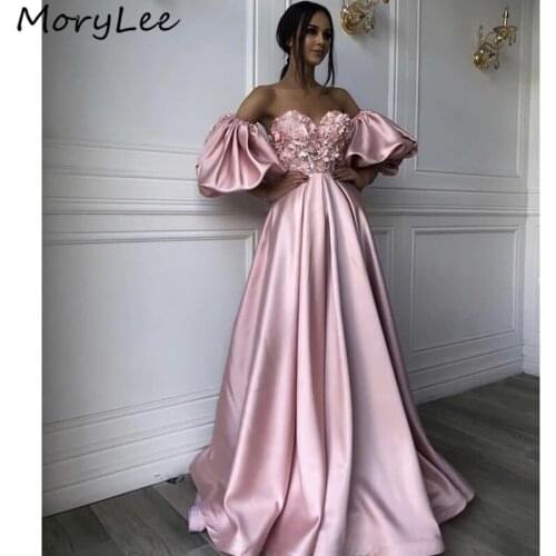 Evening Dresses Hand Made Flower Sweetheart Floor Length Sweep Train Lace Satin Evening Dresses vestidos de fiesta de noche