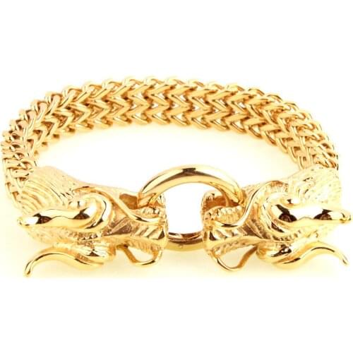 Vintage Dragon Link Chain Bracelet Men Biker Viking Stainless Steel Punk Mens Old Metal Vintage Bangles Jewelry Gift