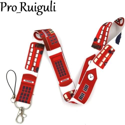 British life london bus Neck keychain necklace Anime Cartoon Neck Strap Lanyard ID badge holder Keychain Lanyards
