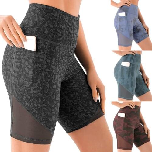 Women Gym Shorts High Waist Push Up Cycling Sport Leggings Phone Pockets For Femme Running Fitness Trainning Yoga Short Pants