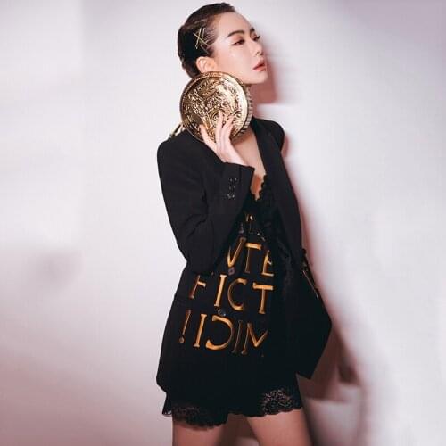 Autumn Black Womens Suit Jacket Fashion Embroidery Elegant Long-sleeve Slim Fit British Style Jacket Blazer Femme