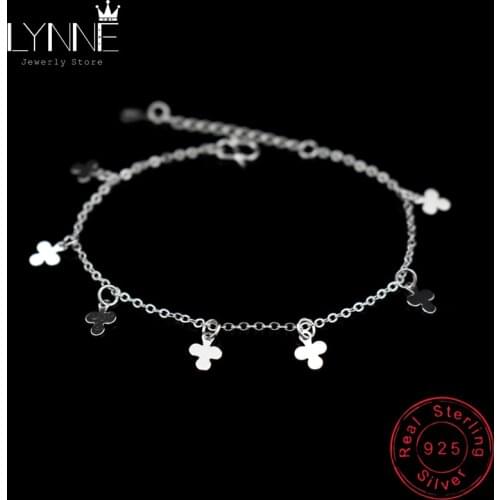 Newest Fashion Three Leaf Clover Pendant Bracelet Ladies 925 Sterling Silver Lucky Bracelets Chain For Women&Girl Jewelry Gift
